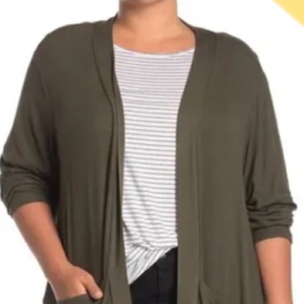 Catherine Malandrino Olive Green Draped Long Cardigan size S